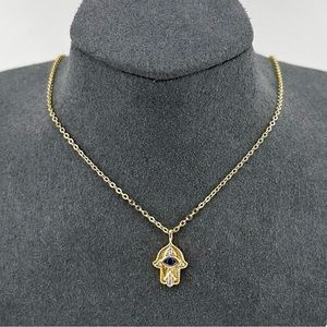 18K Gold Plated over 925 Sterling Silver Hamsa Pendant Necklace